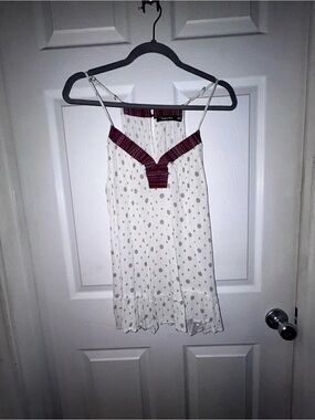 Doe & Rae Flowy Ivory Boho Cami with Mixed Print Trim